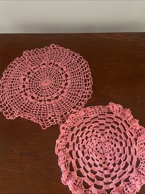 Handmade Pink Crochet Doilies - Set of 2